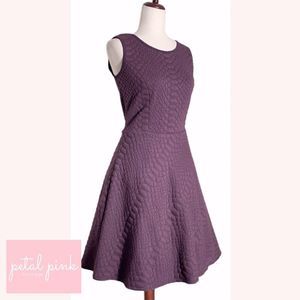 NWOT | SIZE 8 | SHARAGANO Plum RaisedPebblePattern Fit&Flare Dress Fall
